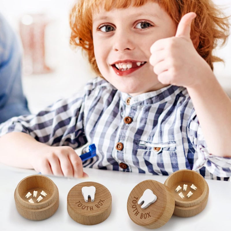 freespace Tooth Fairy Box 3D Carved Wooden Box Souvenir Dropped Tooth Keepsake Storage Box Gift for Boy or Girl (2pcs Tooth Box) - Image 3